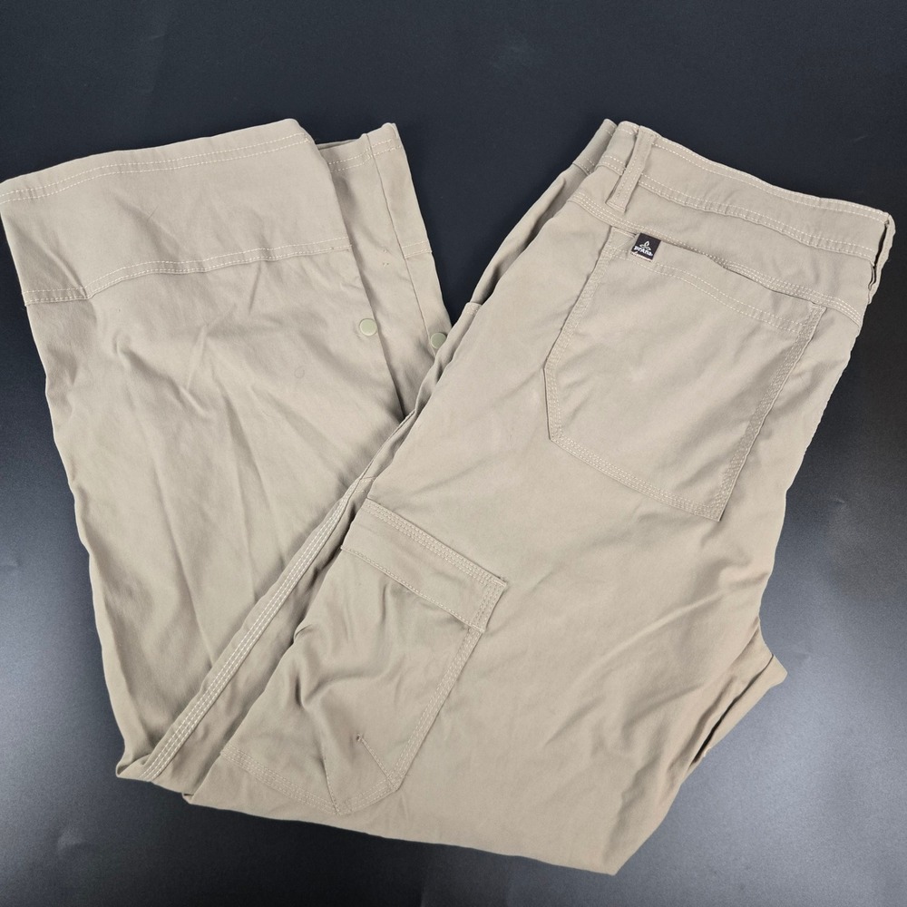 Prana Zion Mens Tan Nylon Stretch Hiking Cargo Pants M4ST30116 Snap Cuffs 36x30